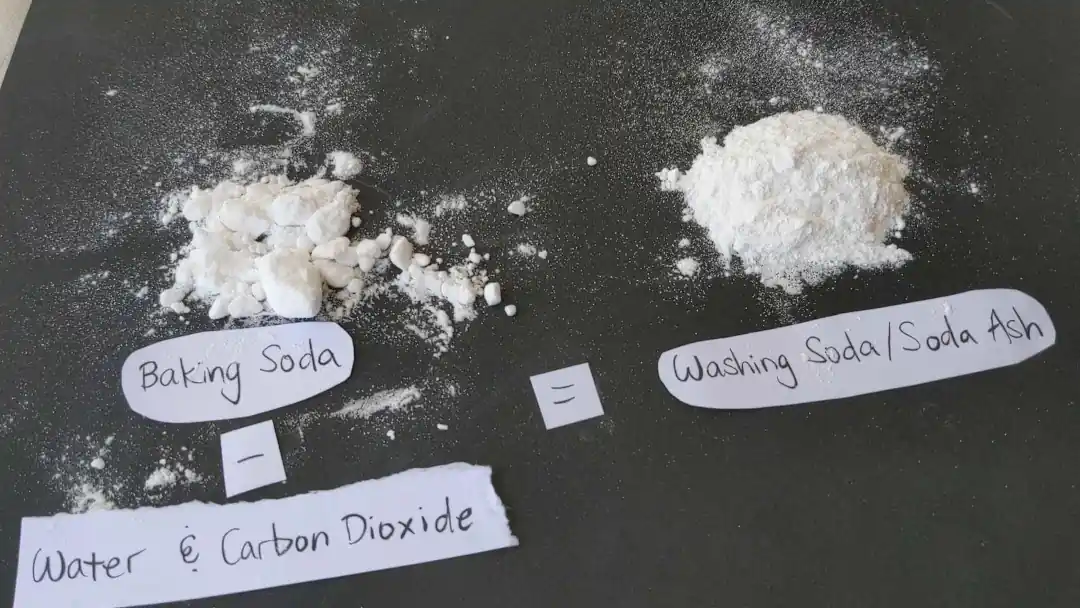 baking soda compared to washing soda with a chemical equation