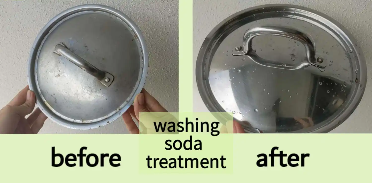 clean stainless steel with washing soda demo