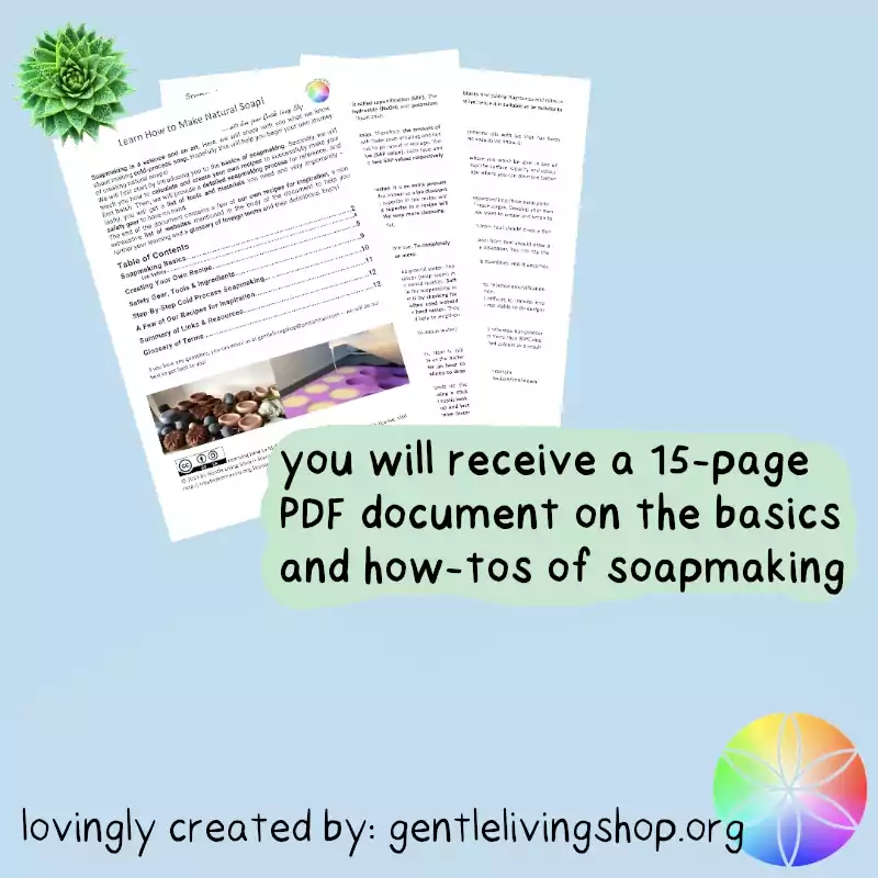 you will receive a 15-page PDF document on the basics and how-tos of soapmaking